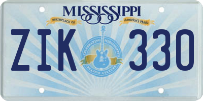 MS license plate ZIK330