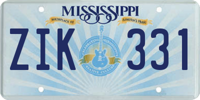 MS license plate ZIK331