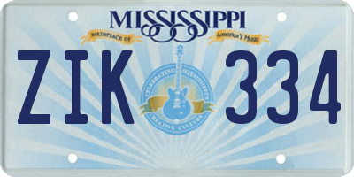MS license plate ZIK334