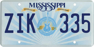 MS license plate ZIK335