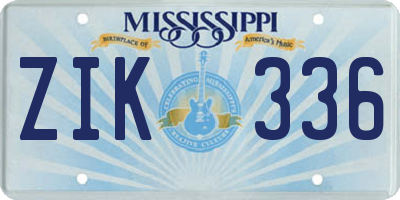 MS license plate ZIK336
