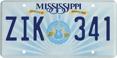 MS license plate ZIK341