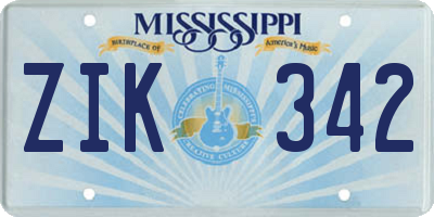 MS license plate ZIK342