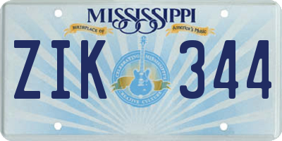 MS license plate ZIK344