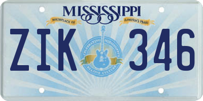 MS license plate ZIK346