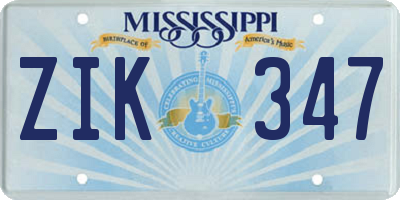 MS license plate ZIK347