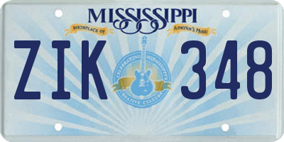 MS license plate ZIK348