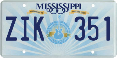 MS license plate ZIK351