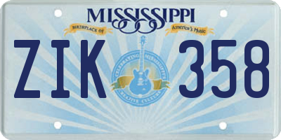 MS license plate ZIK358