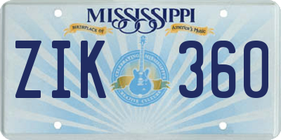 MS license plate ZIK360