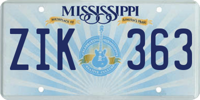 MS license plate ZIK363
