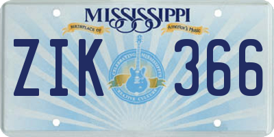 MS license plate ZIK366