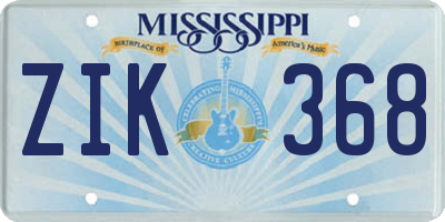 MS license plate ZIK368