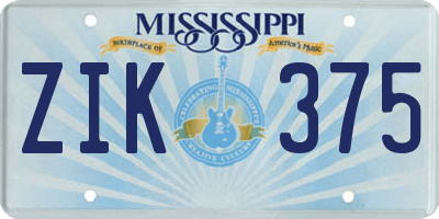 MS license plate ZIK375