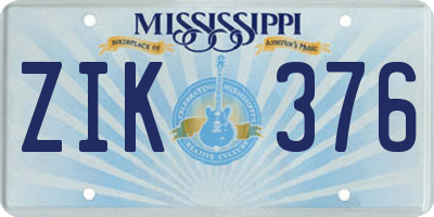 MS license plate ZIK376