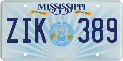 MS license plate ZIK389