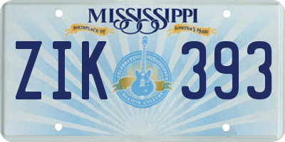 MS license plate ZIK393