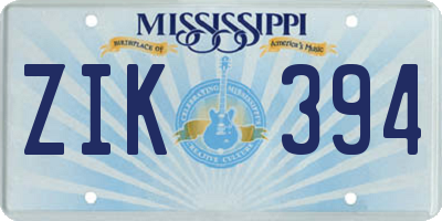 MS license plate ZIK394