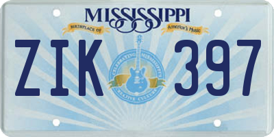 MS license plate ZIK397