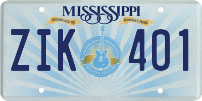 MS license plate ZIK401