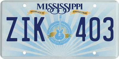 MS license plate ZIK403