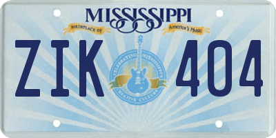 MS license plate ZIK404