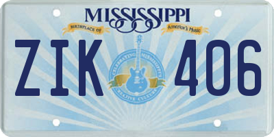 MS license plate ZIK406