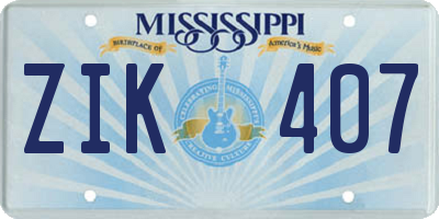 MS license plate ZIK407