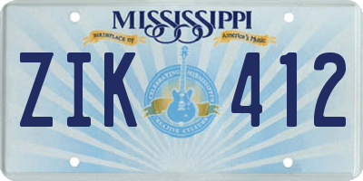 MS license plate ZIK412