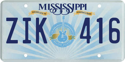 MS license plate ZIK416