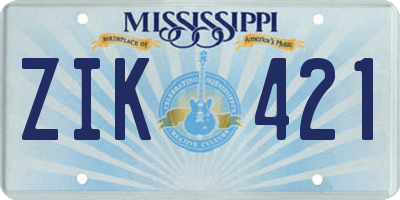 MS license plate ZIK421