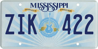 MS license plate ZIK422