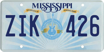 MS license plate ZIK426