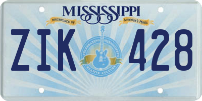 MS license plate ZIK428