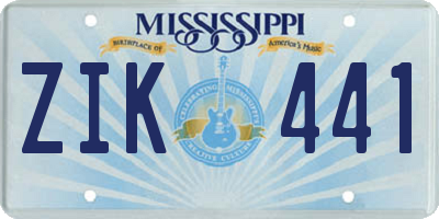 MS license plate ZIK441
