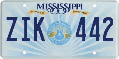 MS license plate ZIK442
