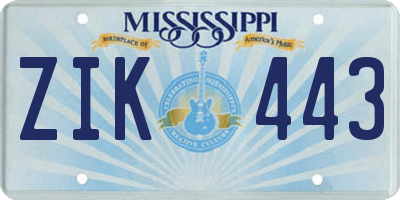 MS license plate ZIK443