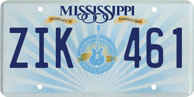 MS license plate ZIK461