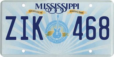 MS license plate ZIK468