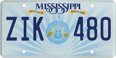 MS license plate ZIK480