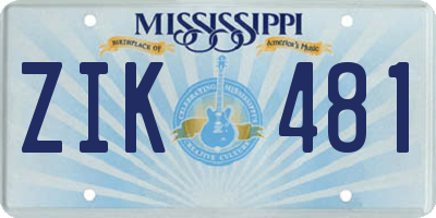 MS license plate ZIK481