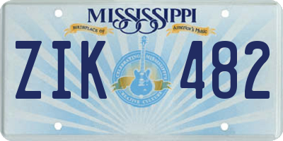 MS license plate ZIK482