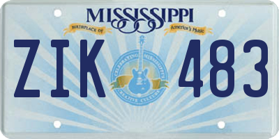 MS license plate ZIK483