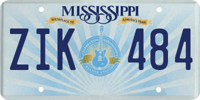 MS license plate ZIK484