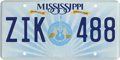 MS license plate ZIK488