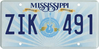 MS license plate ZIK491