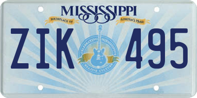 MS license plate ZIK495