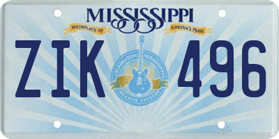 MS license plate ZIK496