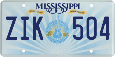 MS license plate ZIK504