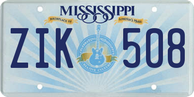 MS license plate ZIK508